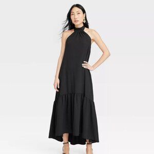 a new day Black Halter Midi Dress